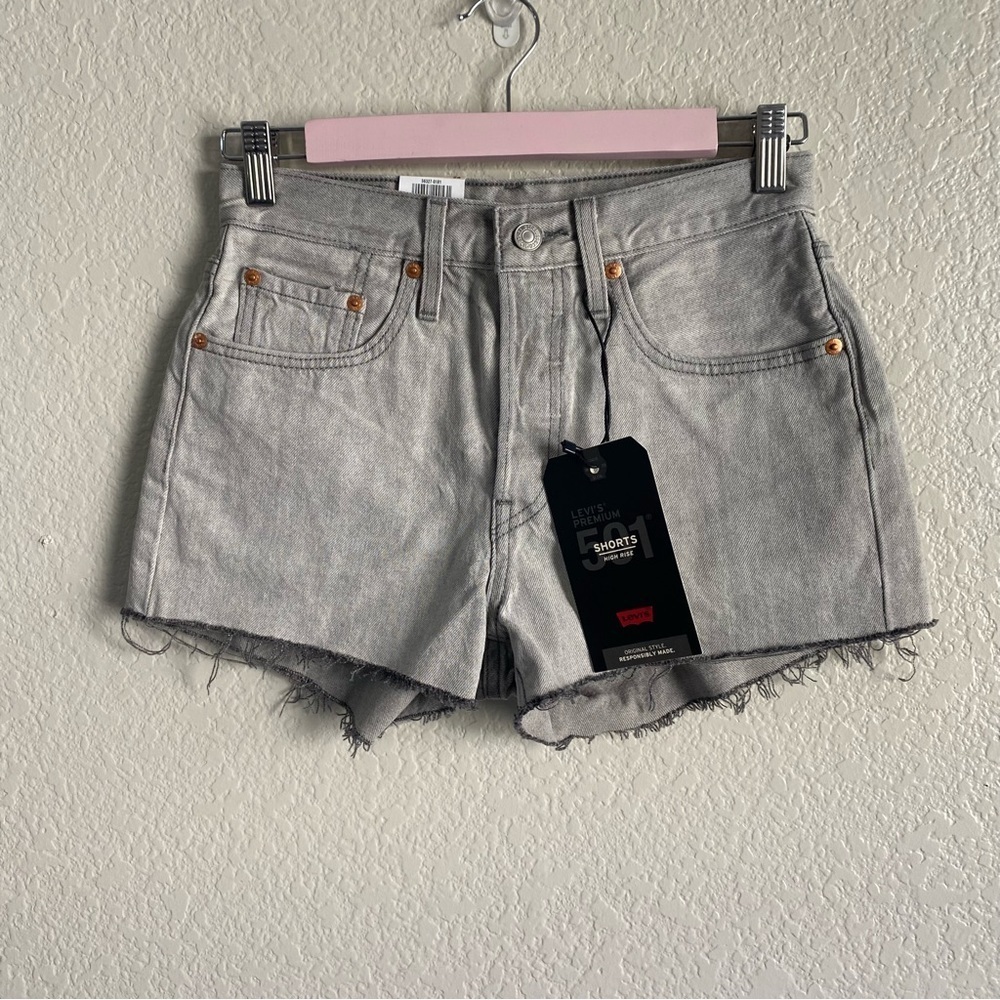 Levi’s 501 Gray Raw Hem Denim Shorts